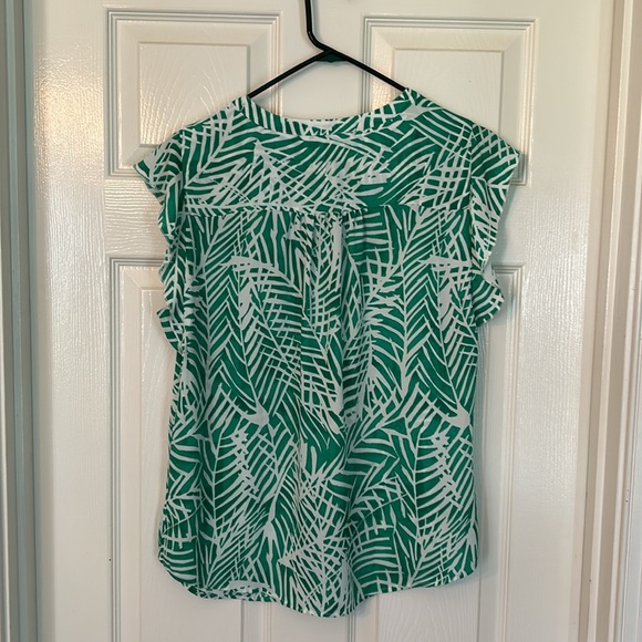 Women’s Talbots Green Top White Print Size 12 Polyester - Picture 2 of 10